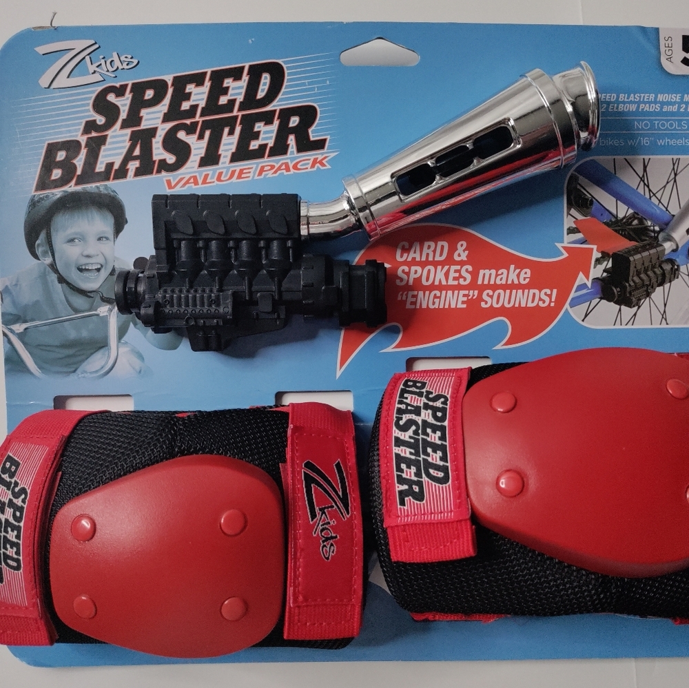Speed Blaster Noise Maker And a Set of Knee And Elbow Pads,  For Ages 5+